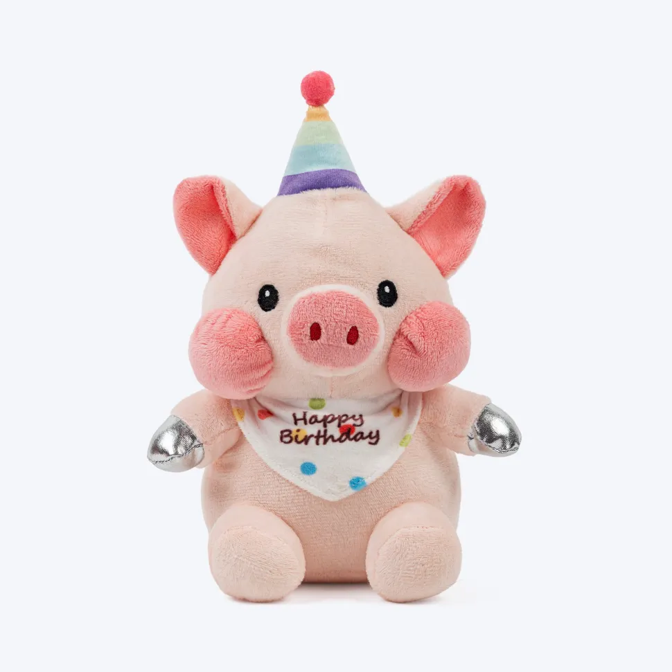 HUFT Barkday Piggy Plush Toy For Dog - Pink
