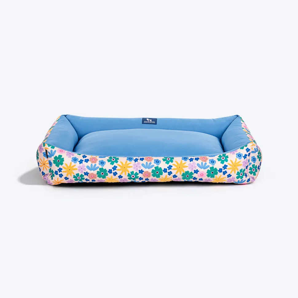 HUFT Bloomscape Lounger Bed For Dog - Blue
