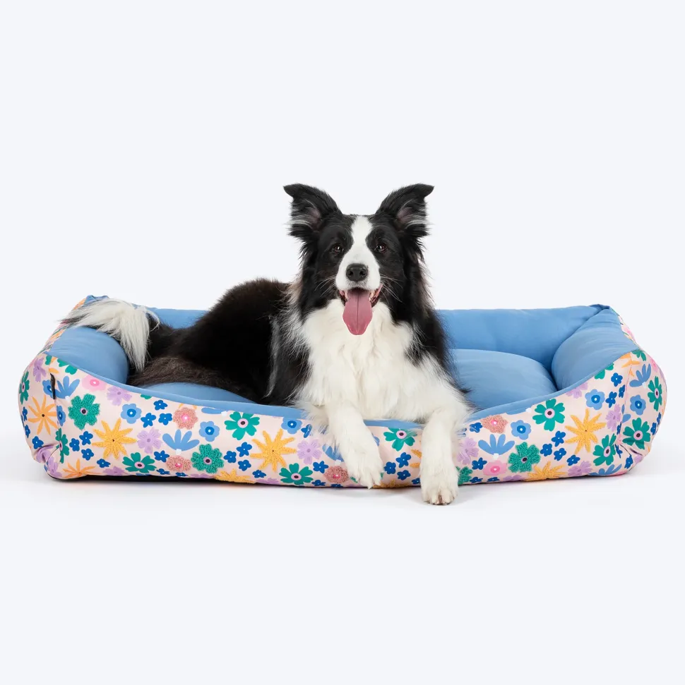 HUFT Bloomscape Lounger Bed For Dog - Blue