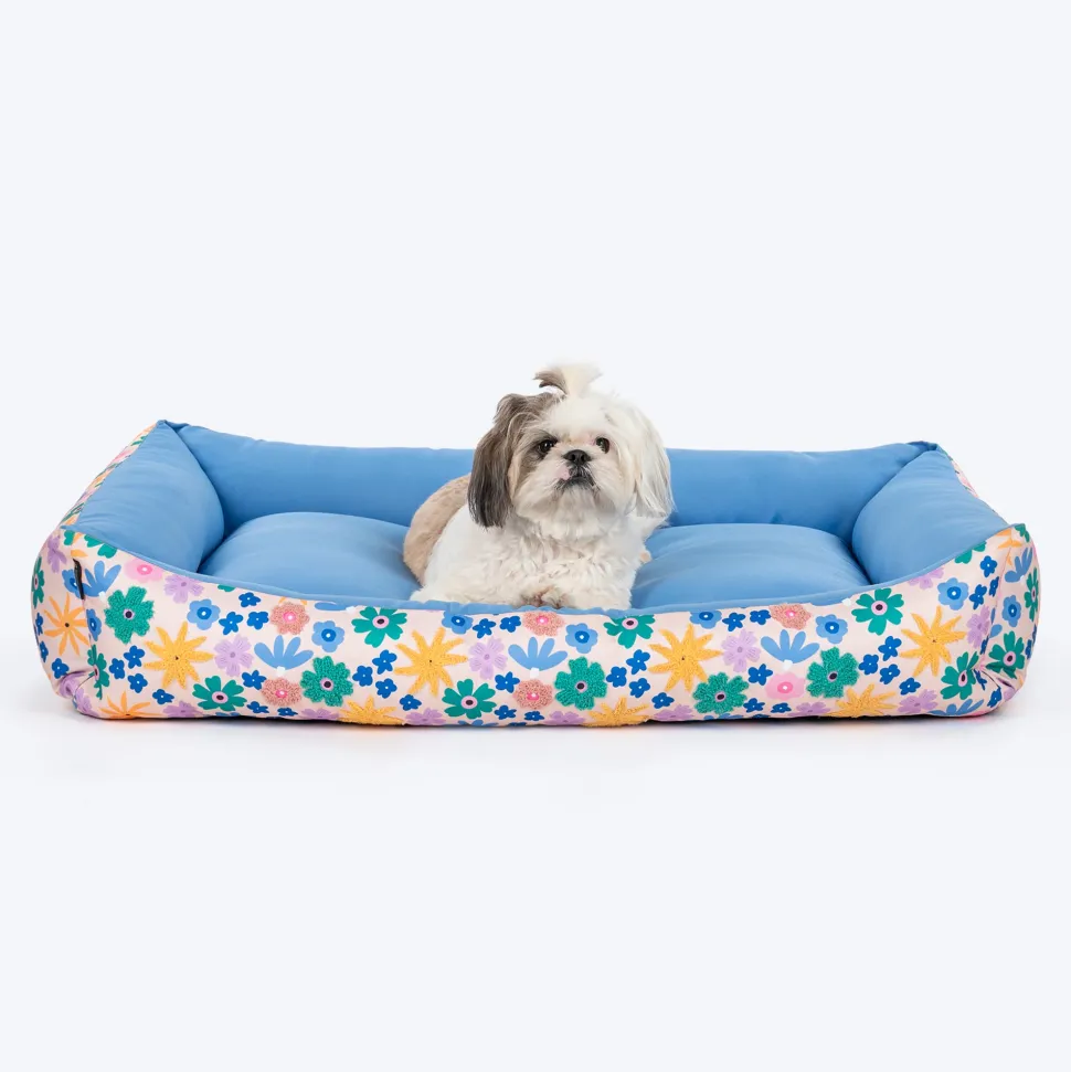HUFT Bloomscape Lounger Bed For Dog - Blue