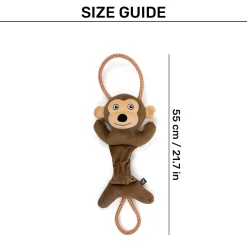 HUFT Bungee Monkey Squeaky Plush Toy For Dog - Brown