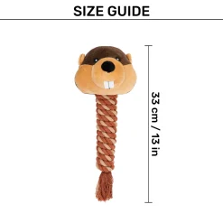 HUFT Busy Beaver Squeaky Plush Toy For Dog - Brown
