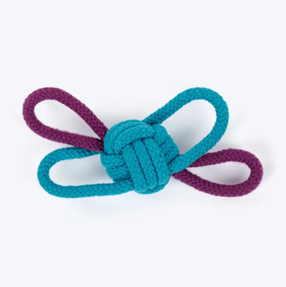 HUFT Butterfly Knot Rope Toy For Dog - Blue & Purple