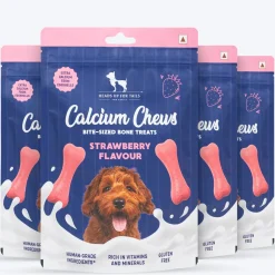 HUFT Calcium Chews Bite-Sized Bone Treats For Dog - Strawberry Flavour - 200 gm