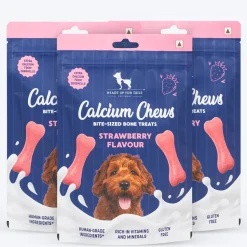 HUFT Calcium Chews Bite-Sized Bone Treats For Dog - Strawberry Flavour - 200 gm