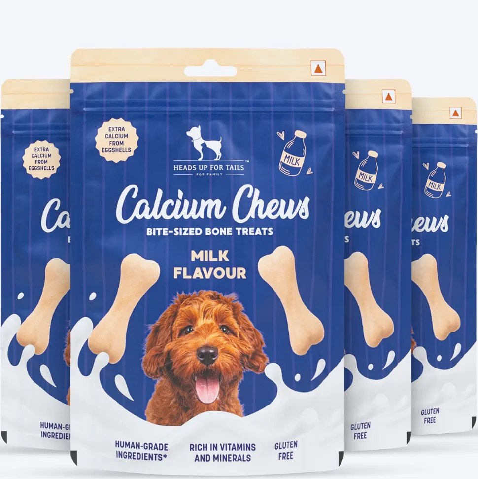 HUFT Calcium Chews Bite-Sized Bone Treats For Dog - Milk Flavour - 200 gm