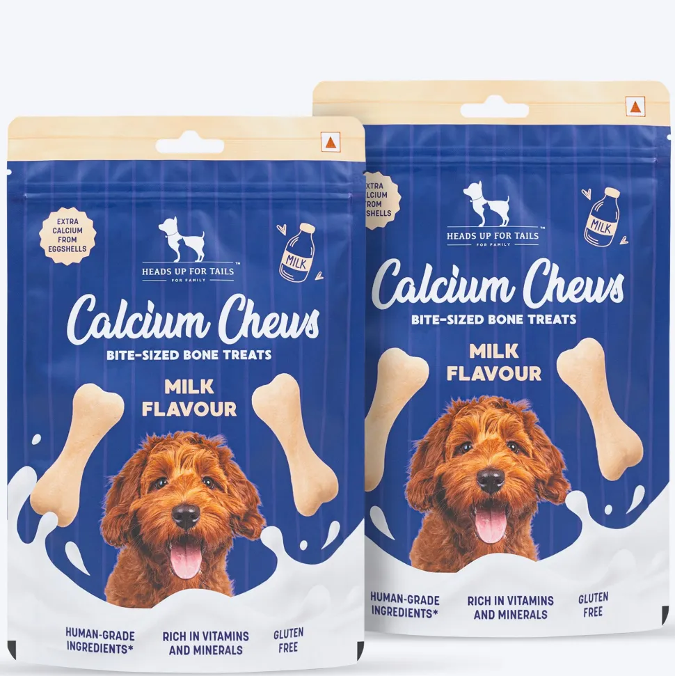 HUFT Calcium Chews Bite-Sized Bone Treats For Dog - Milk Flavour - 200 gm