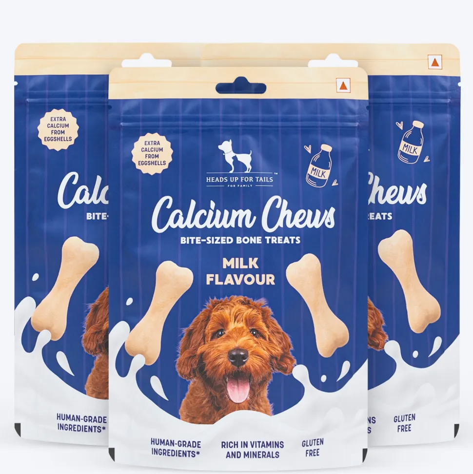 HUFT Calcium Chews Bite-Sized Bone Treats For Dog - Milk Flavour - 200 gm