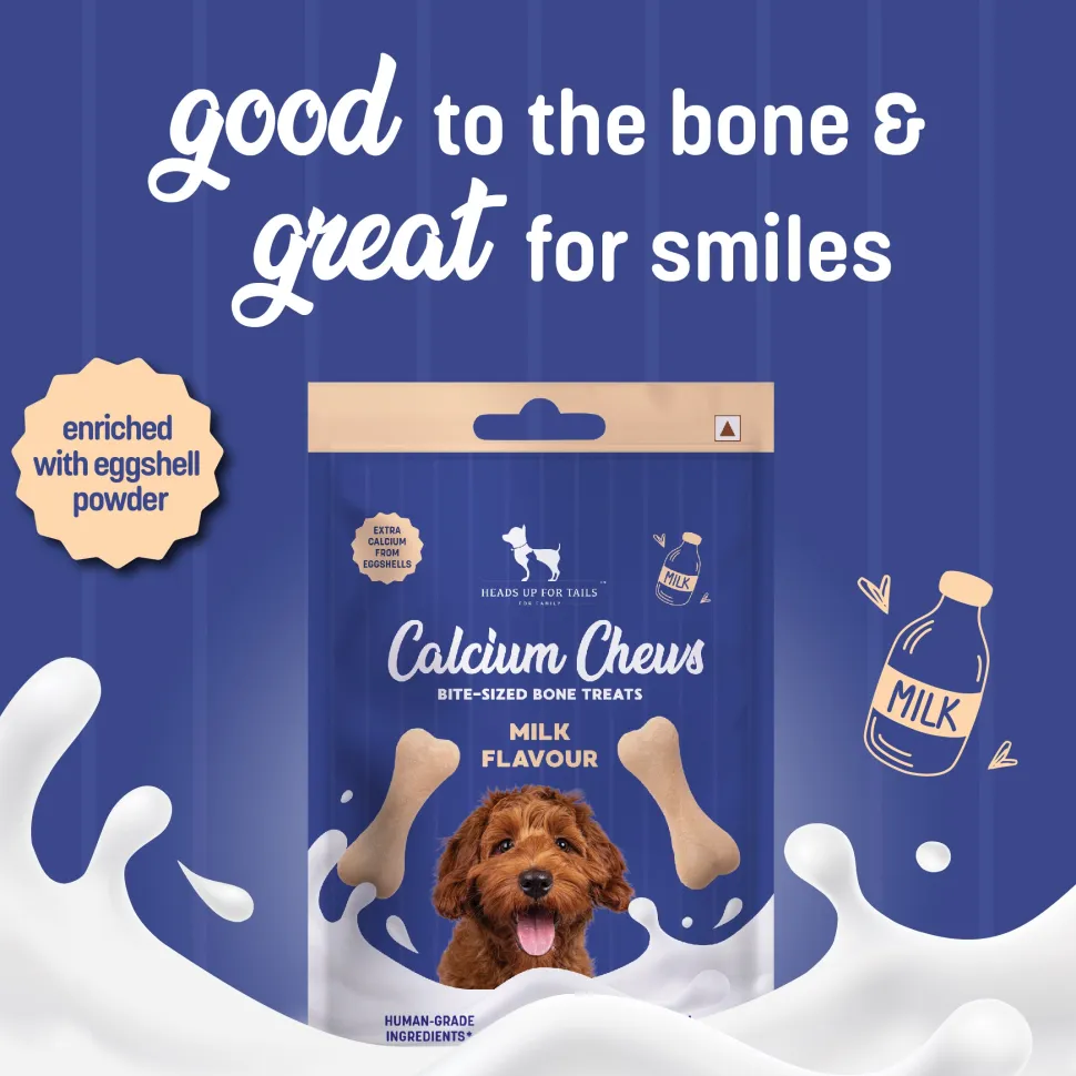 HUFT Calcium Chews Bite-Sized Bone Treats For Dog - Milk Flavour - 200 gm