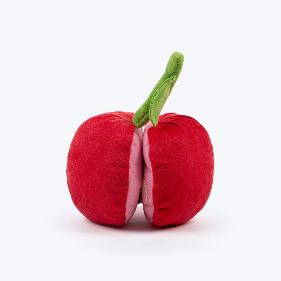 HUFT Cherrylicious Plush Toy With Ball For Dog - Red