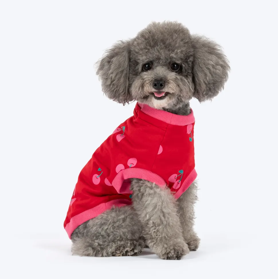 HUFT Cherry Pop Printed T-Shirt For Dog - Red