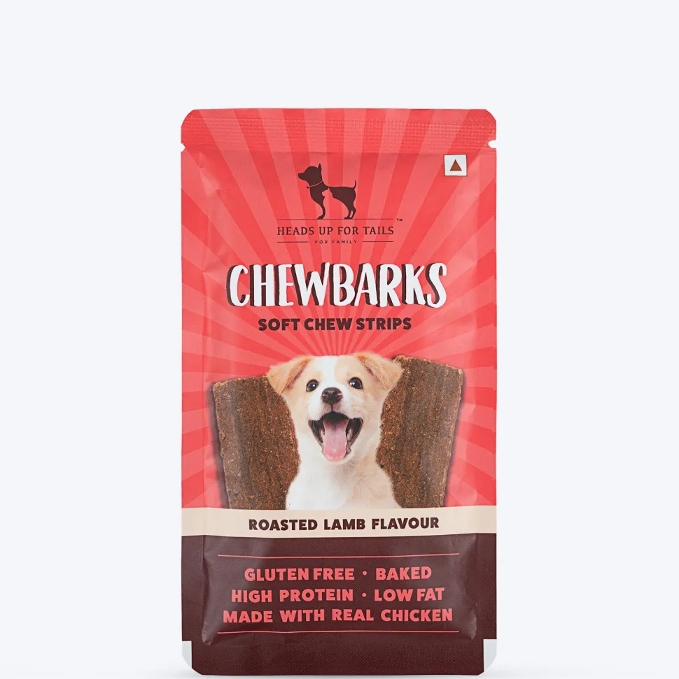 HUFT Chewbarks Dog Soft Chew Strips Treats - Roasted Lamb - 30 gm