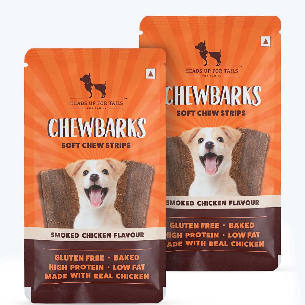 HUFT Chewbarks Smoked Chicken Soft Chew Strips Treat For Dogs - 30g