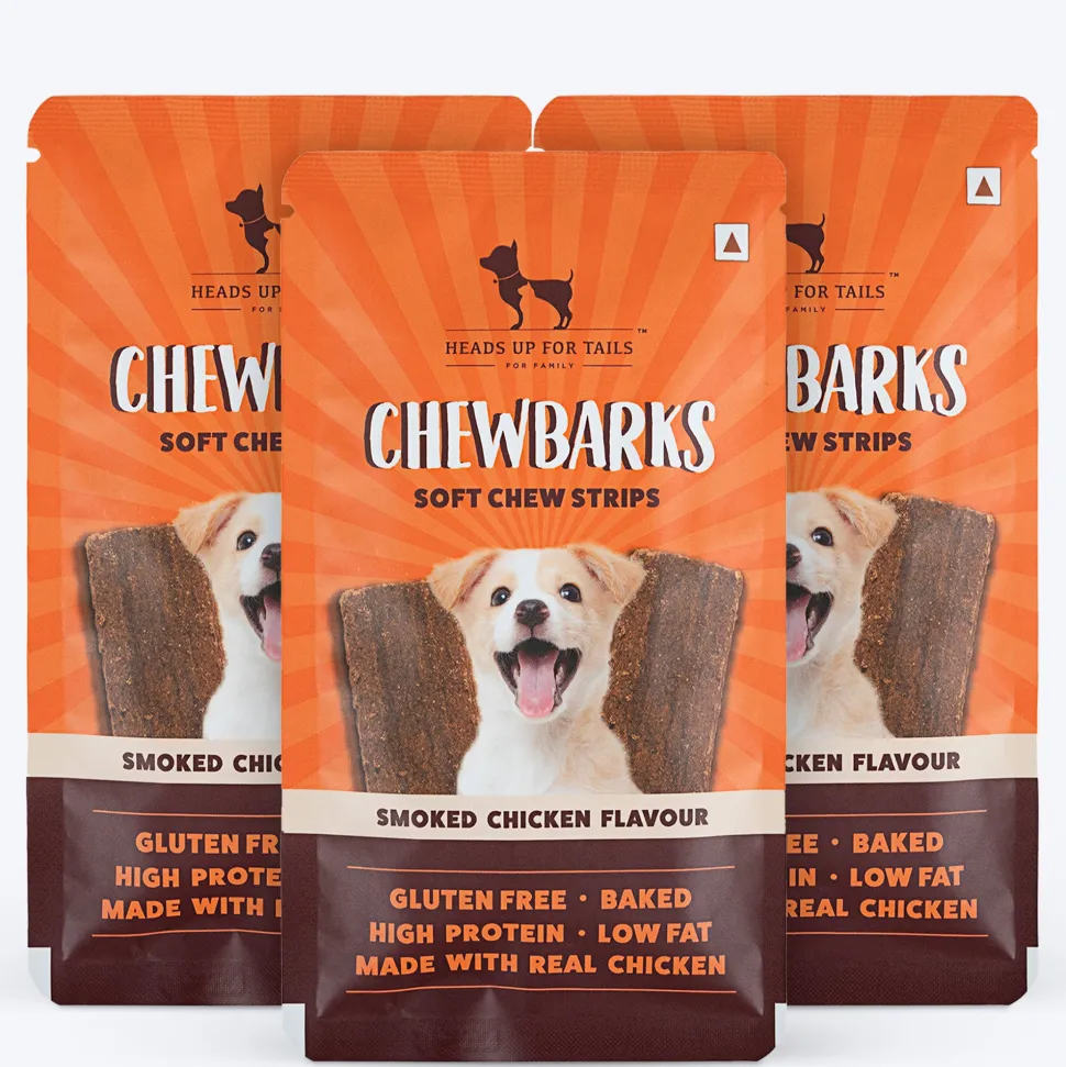 HUFT Chewbarks Smoked Chicken Soft Chew Strips Treat For Dogs - 30g