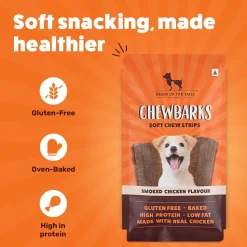 HUFT Chewbarks Smoked Chicken Soft Chew Strips Treat For Dogs - 30g