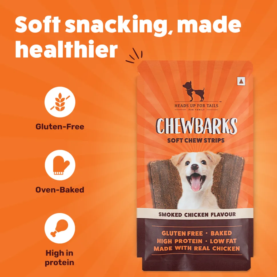 HUFT Chewbarks Smoked Chicken Soft Chew Strips Treat For Dogs - 30g