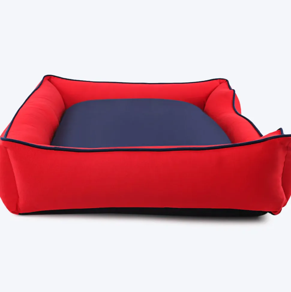 HUFT Classic Lounger Beds For Dogs - Red & Navy
