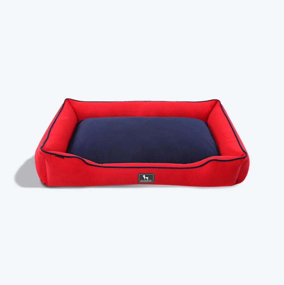 HUFT Classic Lounger Beds For Dogs - Red & Navy
