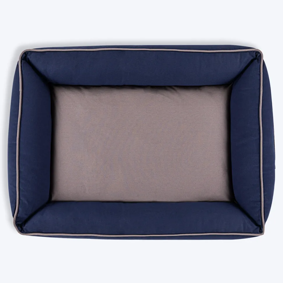 HUFT Classic Lounger Dog Bed - Grey & Navy