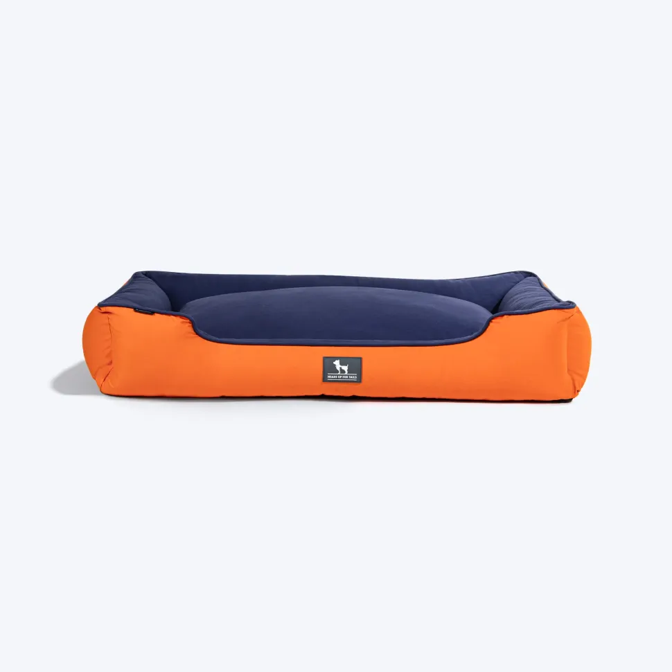 HUFT Classic Lounger Dog Bed - Orange & Blue