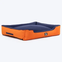 HUFT Classic Lounger Dog Bed - Orange & Blue