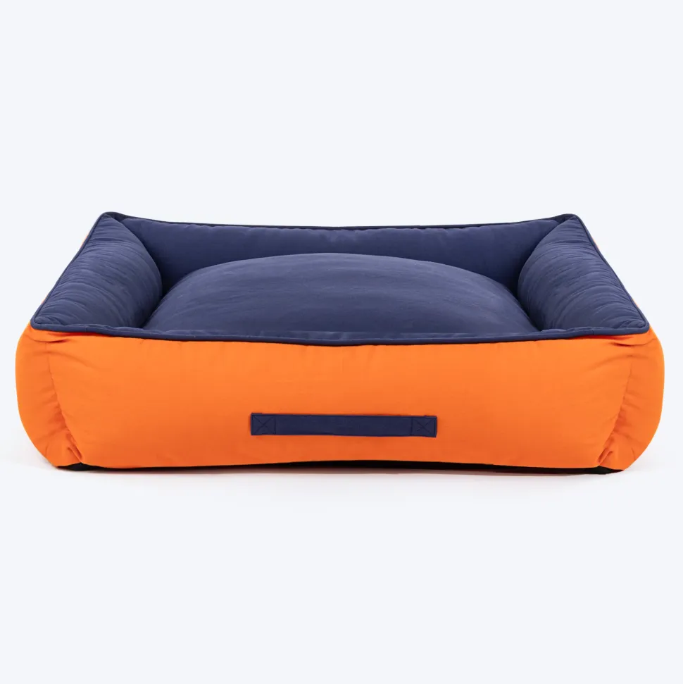HUFT Classic Lounger Dog Bed - Orange & Blue