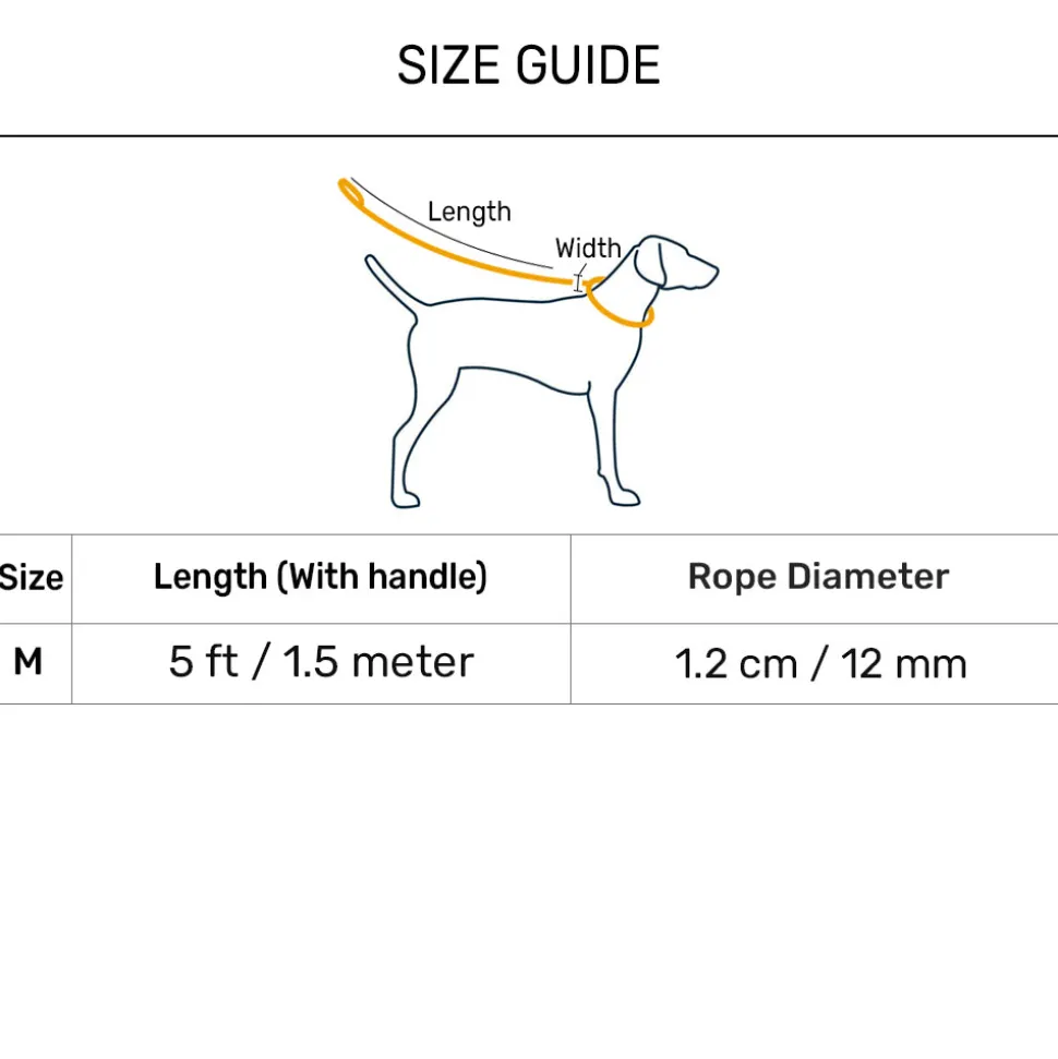 HUFT Classic Rope Leash For Dog - Neon Green - M - 5 ft