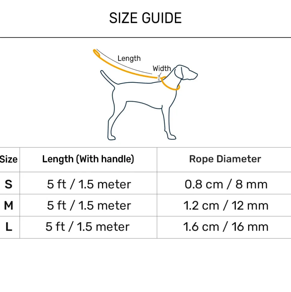 HUFT Classic Rope Leash For Dog - Black - 5 ft