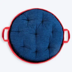 HUFT Cuddle Paws Jute Basket Bed With Cushion For Small Dogs & Cats - Red & Navy