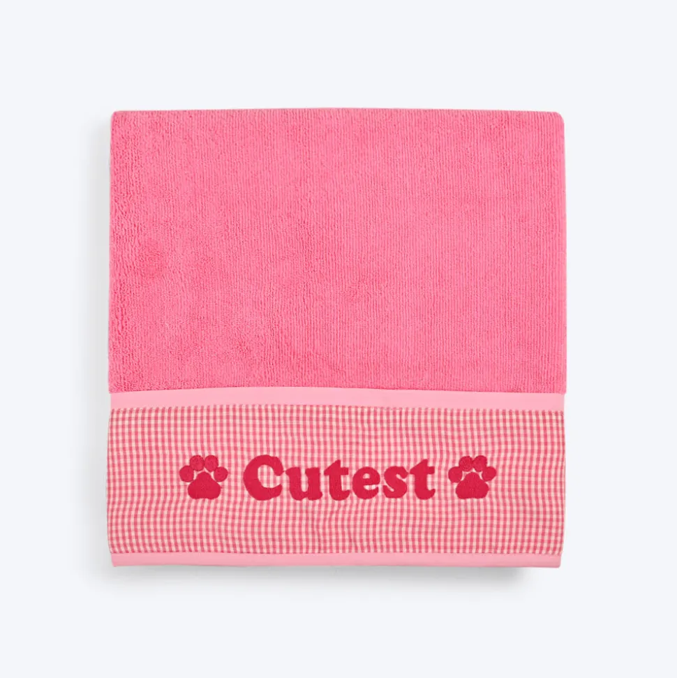 HUFT Cutest Microfibre Towel For Dogs & Cats - Light Pink
