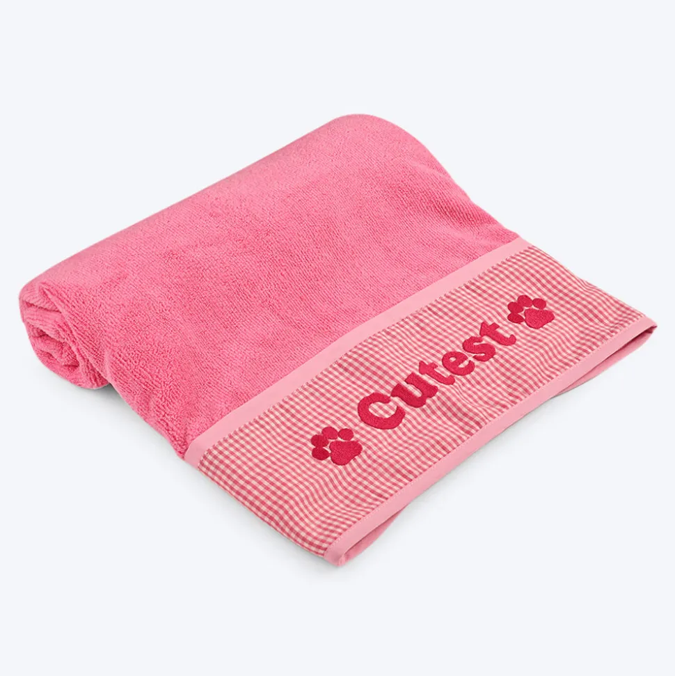 HUFT Cutest Microfibre Towel For Dogs & Cats - Light Pink