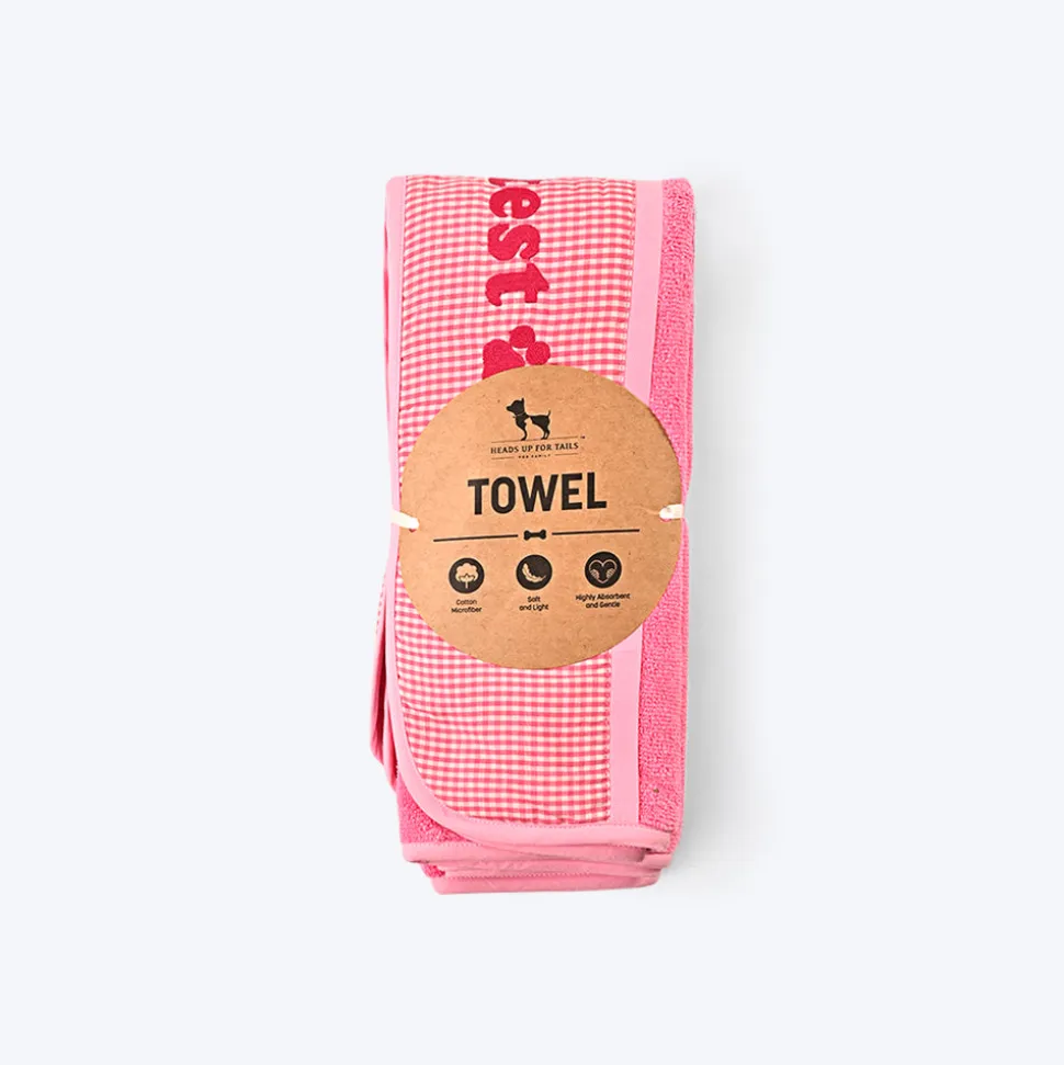 HUFT Cutest Microfibre Towel For Dogs & Cats - Light Pink