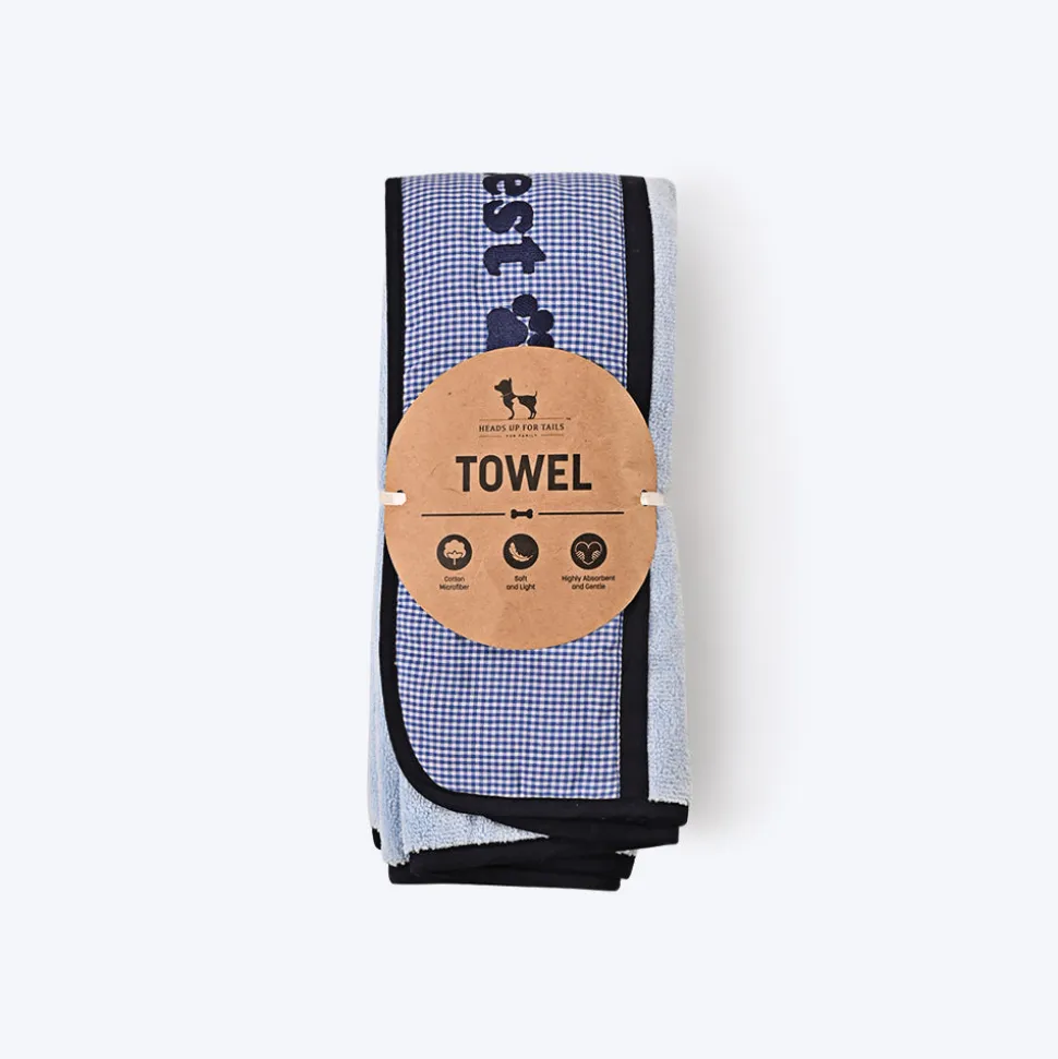 HUFT Cutest Microfibre Towel For Dogs & Cats - Light Blue