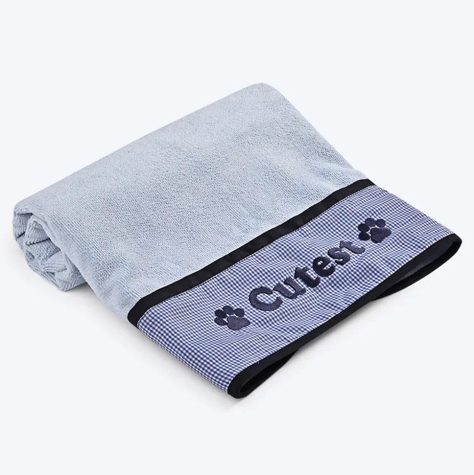 HUFT Cutest Microfibre Towel For Dogs & Cats - Light Blue