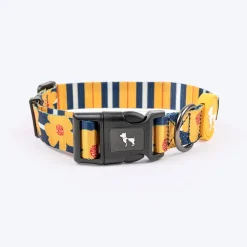 HUFT Daisy Stripes Collar For Dog - Blue & Yellow