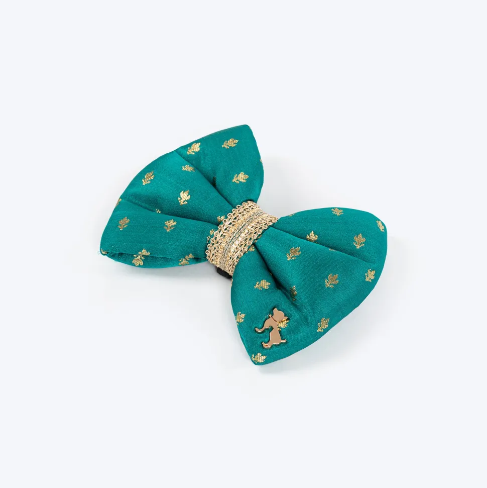 HUFT Desi Dazzle Bow Tie For Dog - Green