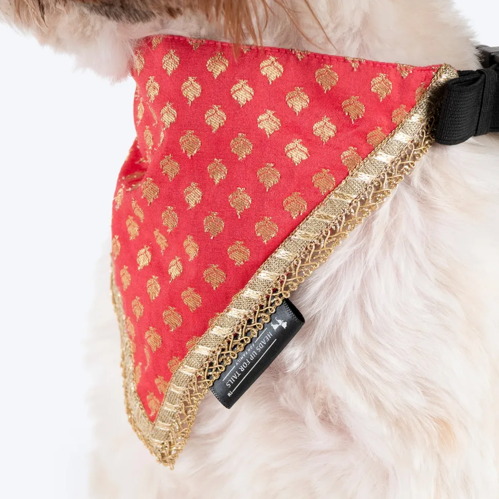 HUFT Desi Regal Bandana For Dog - Coral