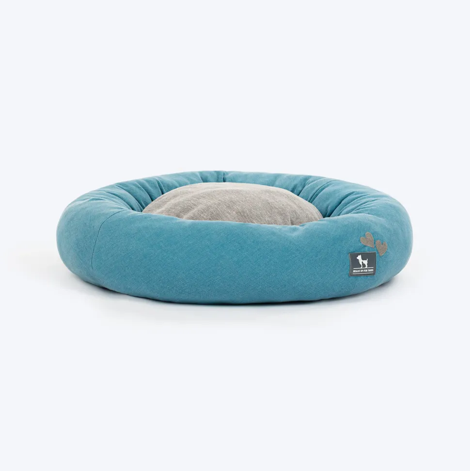 HUFT Dreamy Donut Bed For Cat & Puppy - Teal & Grey