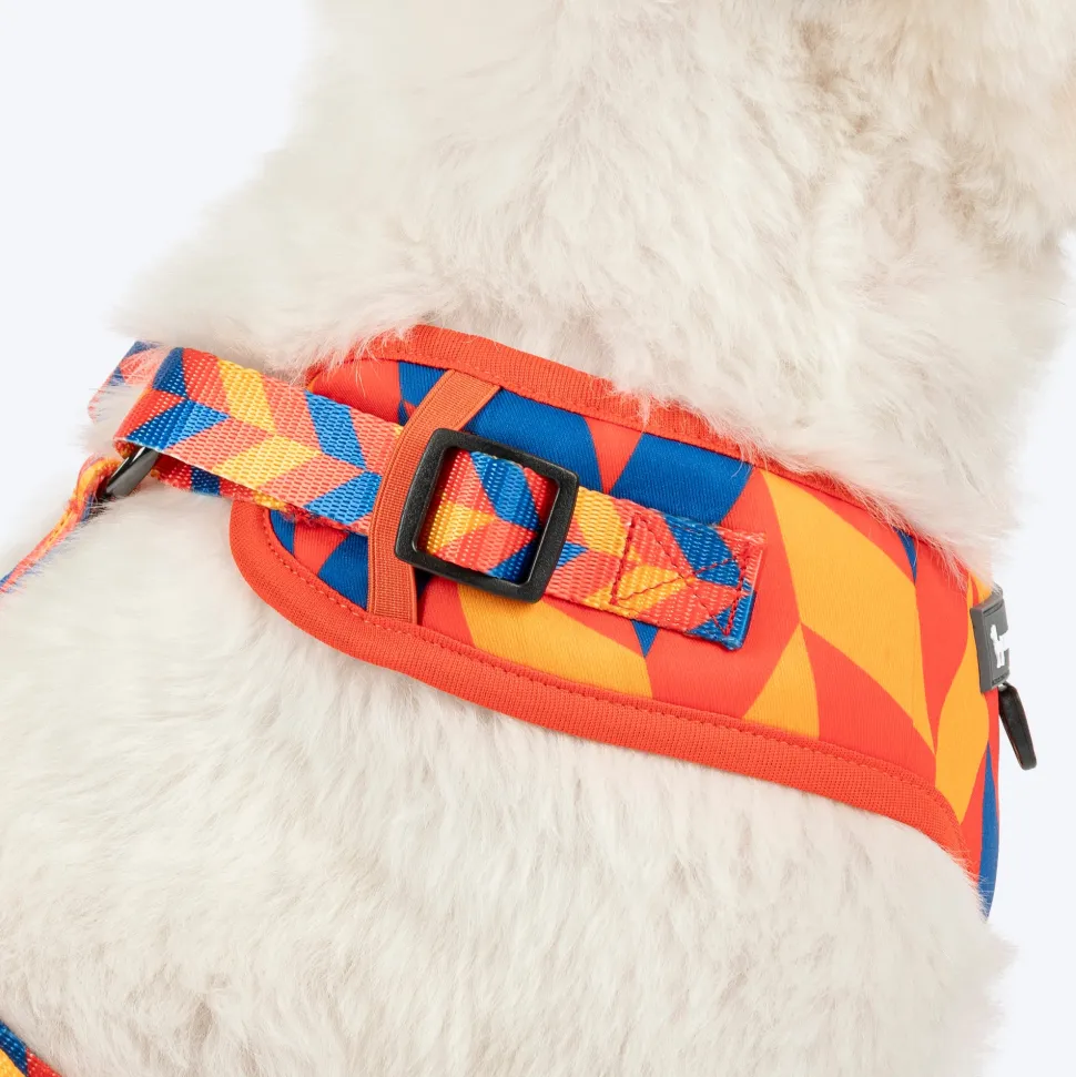 HUFT Dynamic Chevron Adjustable Harness For Dog - Red & Yellow