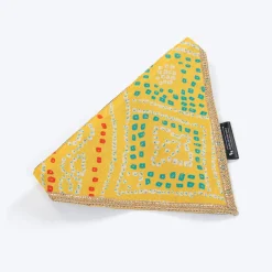 HUFT Festive Bandhej Bling Dog Bandana - Yellow