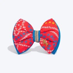 HUFT Festive Bandhej Bling Dog Bow Tie - Pink & Blue
