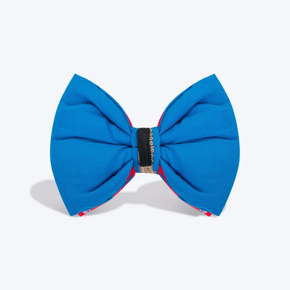 HUFT Festive Bandhej Bling Dog Bow Tie - Pink & Blue