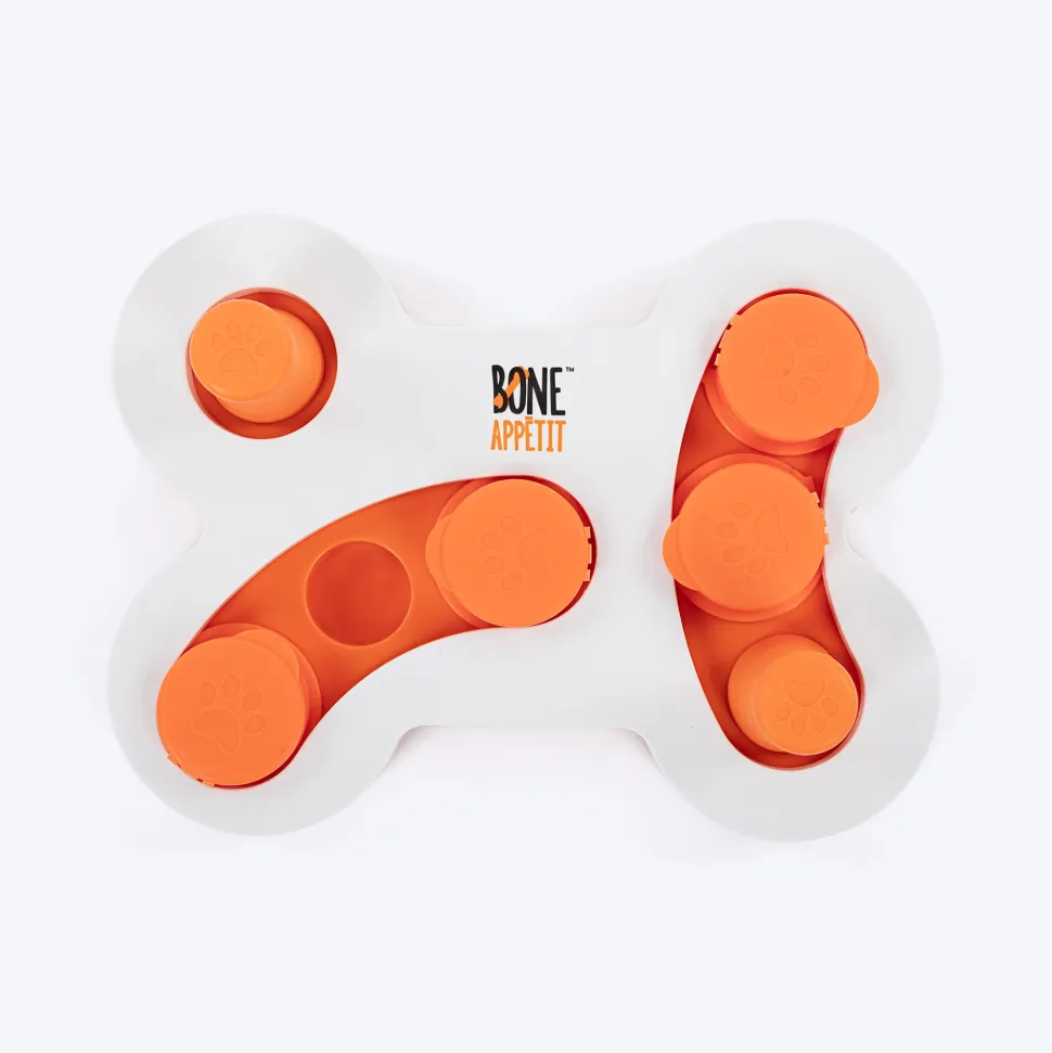HUFT Flip 'n Slide Treat Dispensing Interactive Toy For Dog - White & Orange