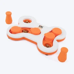 HUFT Flip 'n Slide Treat Dispensing Interactive Toy For Dog - White & Orange