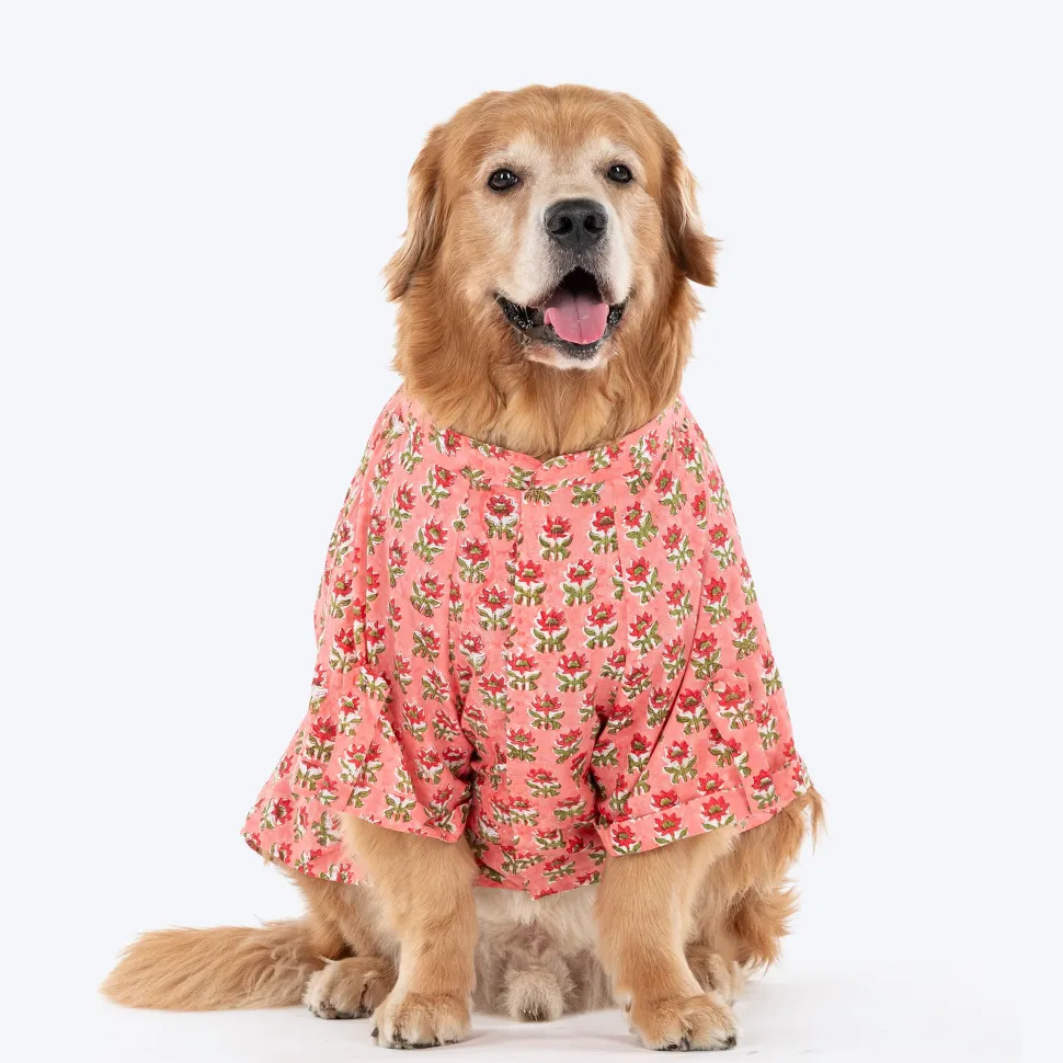 HUFT Floral Paws Kurta For Dog - Pink