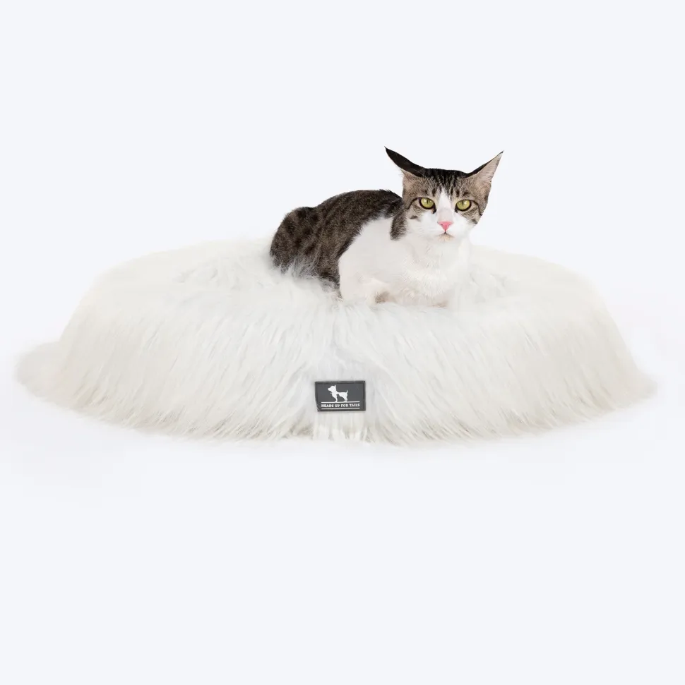 HUFT Furry Bliss Cuddle Bed For Cat & Puppy - White
