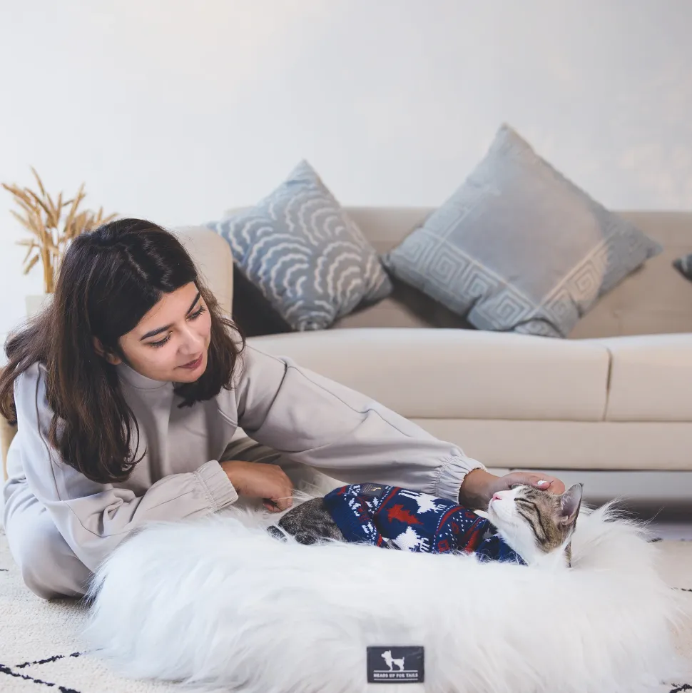 HUFT Furry Bliss Cuddle Bed For Cat & Puppy - White