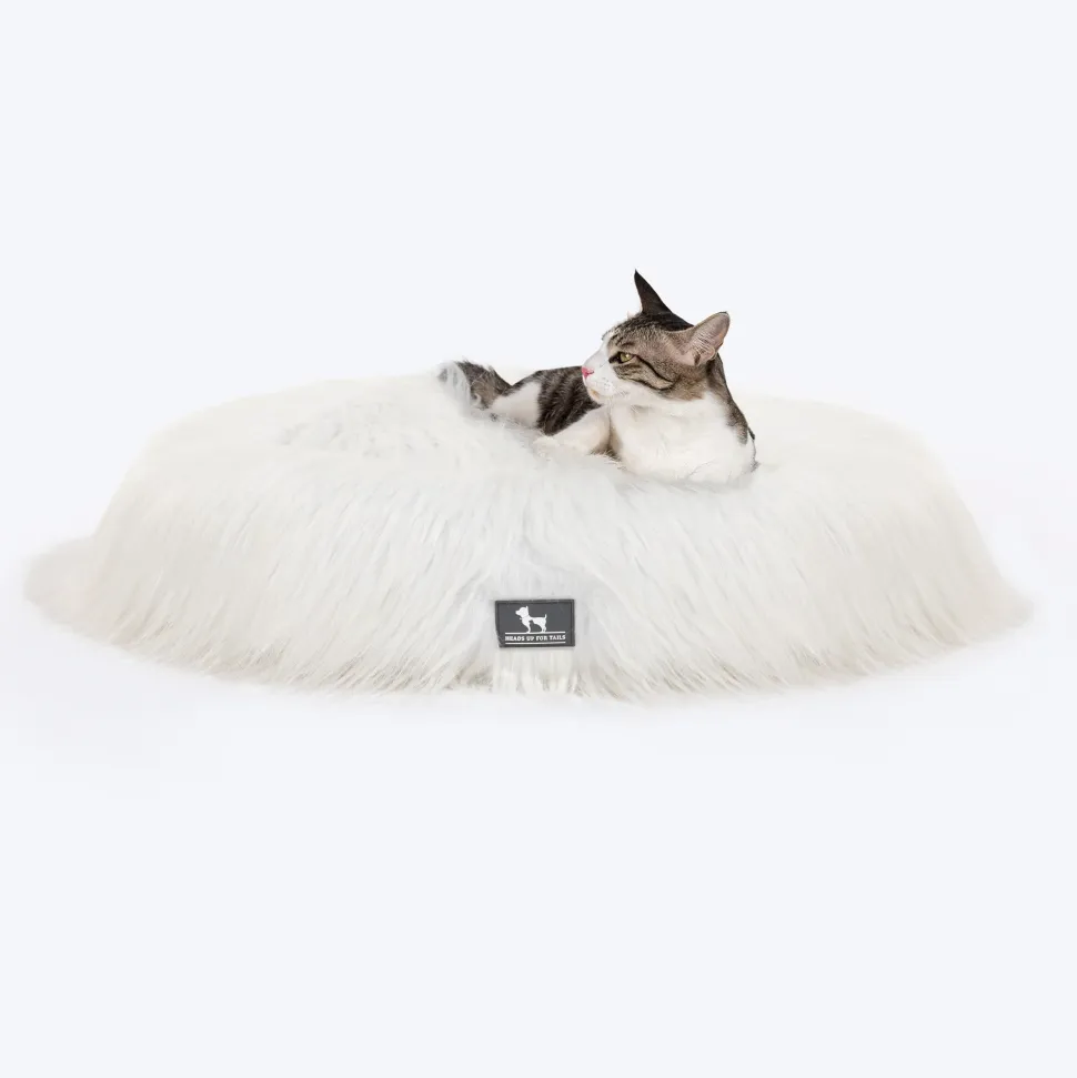 HUFT Furry Bliss Cuddle Bed For Cat & Puppy - White