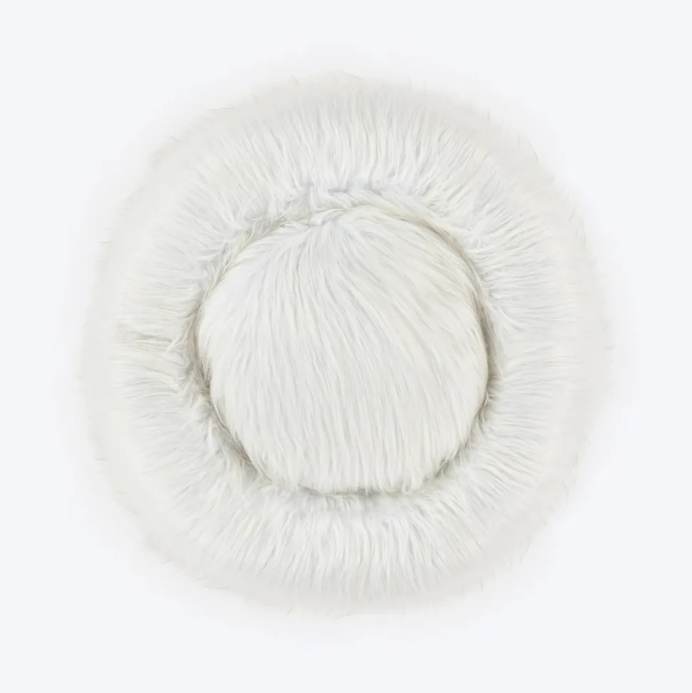 HUFT Furry Bliss Cuddle Bed For Cat & Puppy - White
