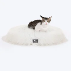 HUFT Furry Bliss Cuddle Bed For Cat & Puppy - White